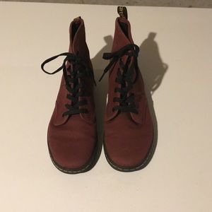 Red Dr. Martens canvas boots
